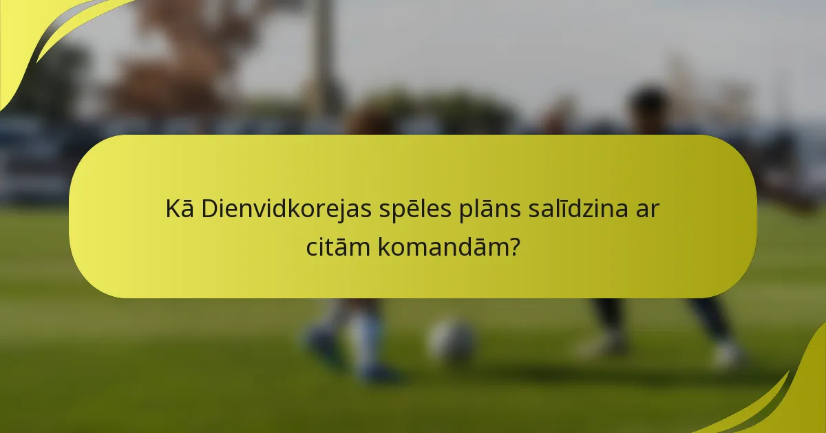 Kā Dienvidkorejas spēles plāns salīdzina ar citām komandām?