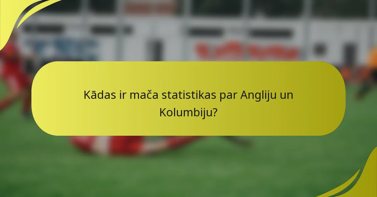 Kādas ir mača statistikas par Angliju un Kolumbiju?